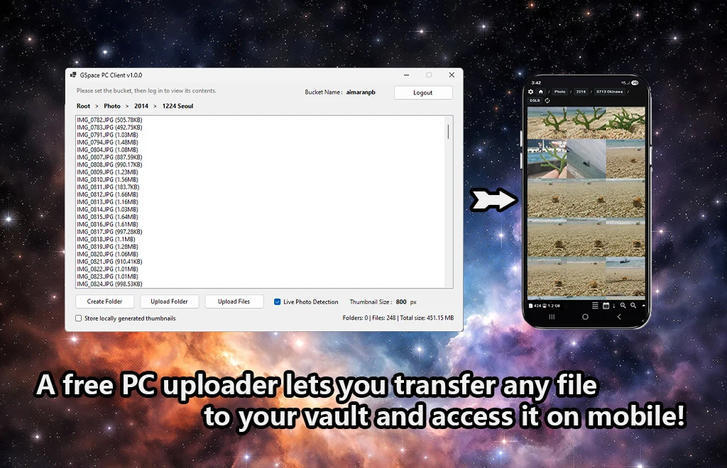 GSpace Storage Client screenshot
