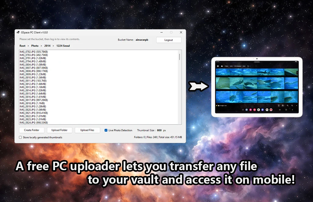 GSpace Storage Client screenshot